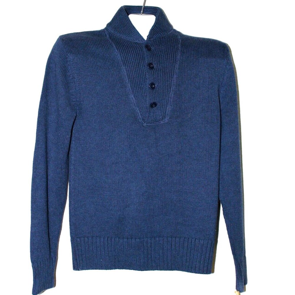 Men's Converse One Star 100% Cotton Sweater Henley, Navy - Size: S